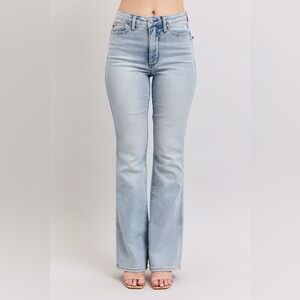 Judy Blue Women's Light Wash High-Rise Tummy Control Bootcut Jeans Short Inseam